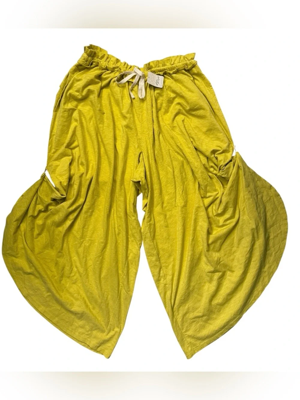 NWT! Free People Elara Cotton Pants Flowy Boho Yellow Jasmine L